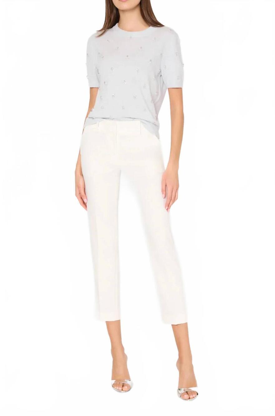 NEW MILLY rosalyn rhinestone embellished sweater in white